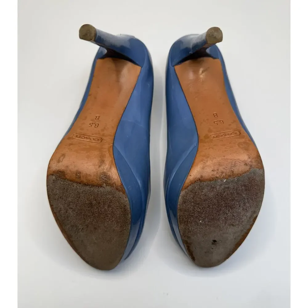 Coach Selma patent leather peep toe pumps in a blue color Sz 6.5 - Picture 10 of 10
